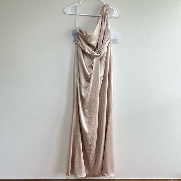 Dessy Collection One Shoulder Draped Twist Empire Waist Trumpet Gown 6R New - Picture 2 of 12
